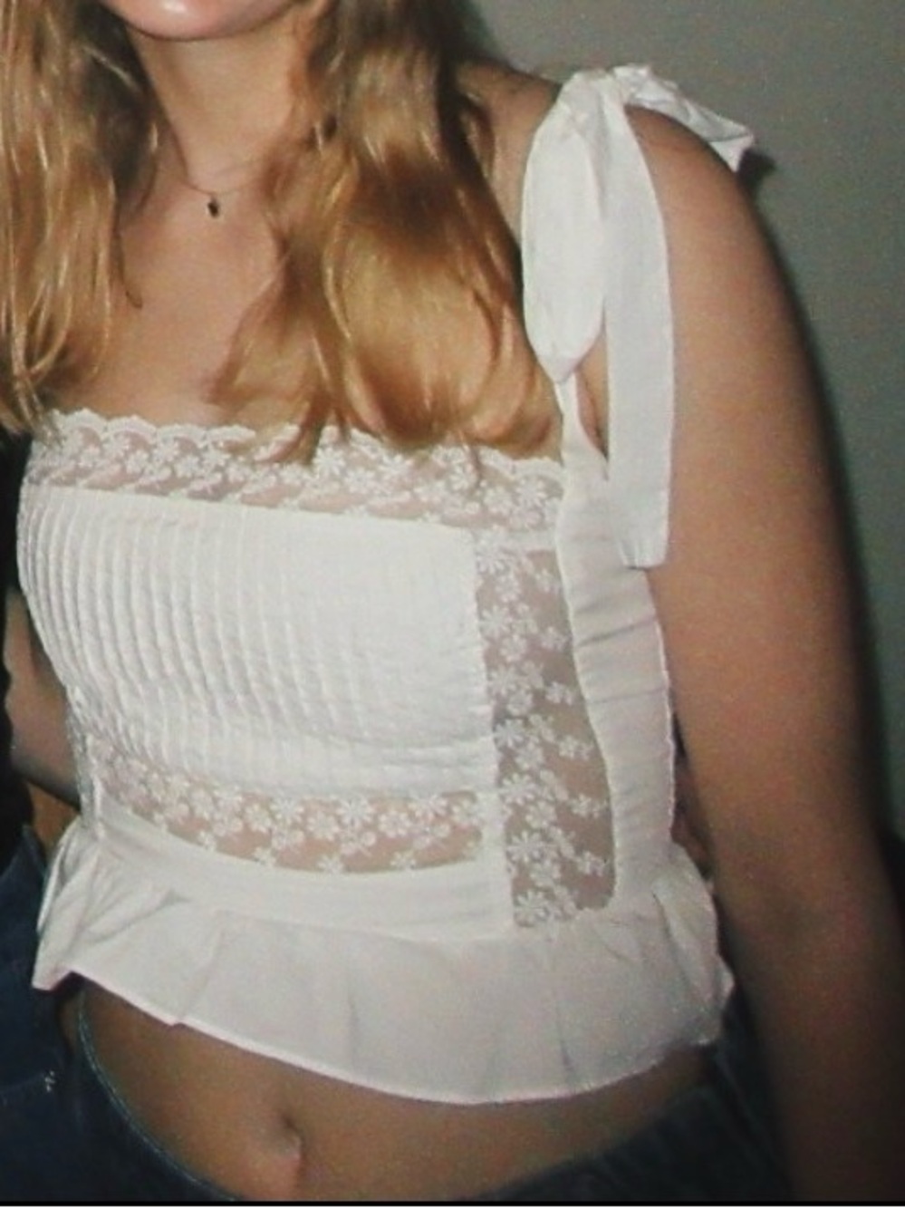 Princess Polly White Embroidered Cropped Top